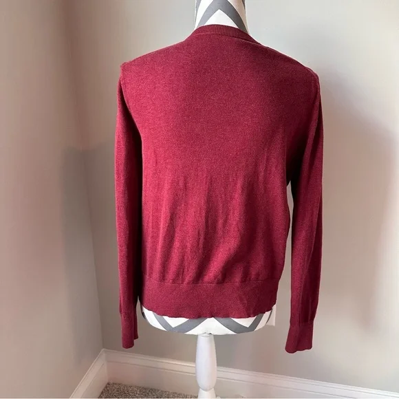 Brooks Brothers Burgundy Wine Berry Cotton Button Up Cardigan Medium Preppy - Picture 2 of 4